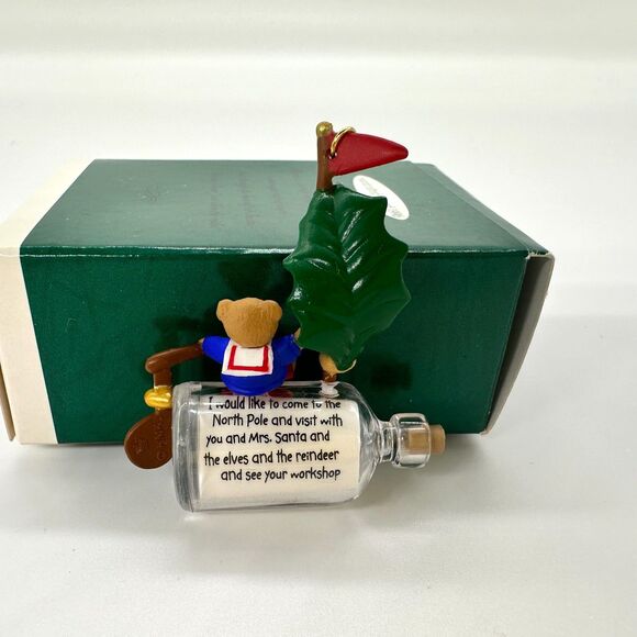 Hallmark Keepsake Message For Santa 1996 Bear Bottle Miniature Ornament - Picture 7 of 7